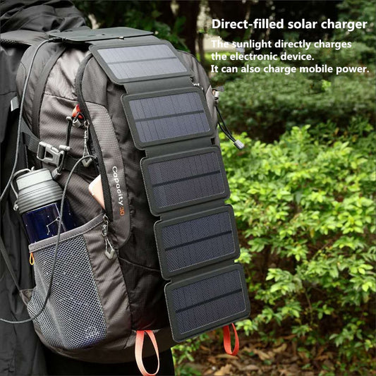 KERNUAP Portable Sun Folding 10W Solar Cells Charger 5V 2.1A USB Output