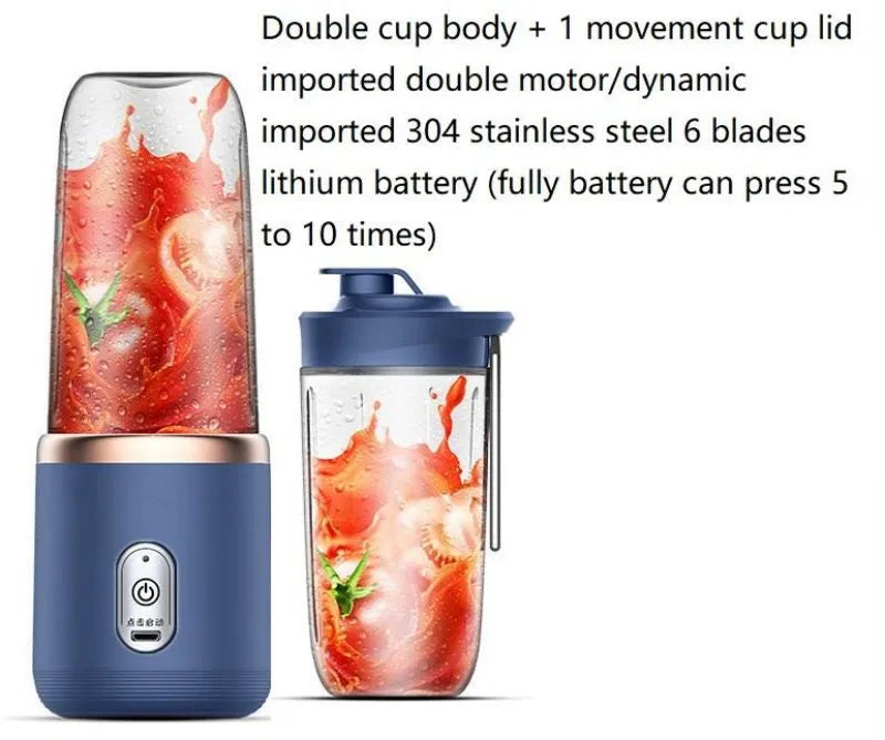 6 Blades Portable Juicer - Personal Smoothie Blender - 500ml